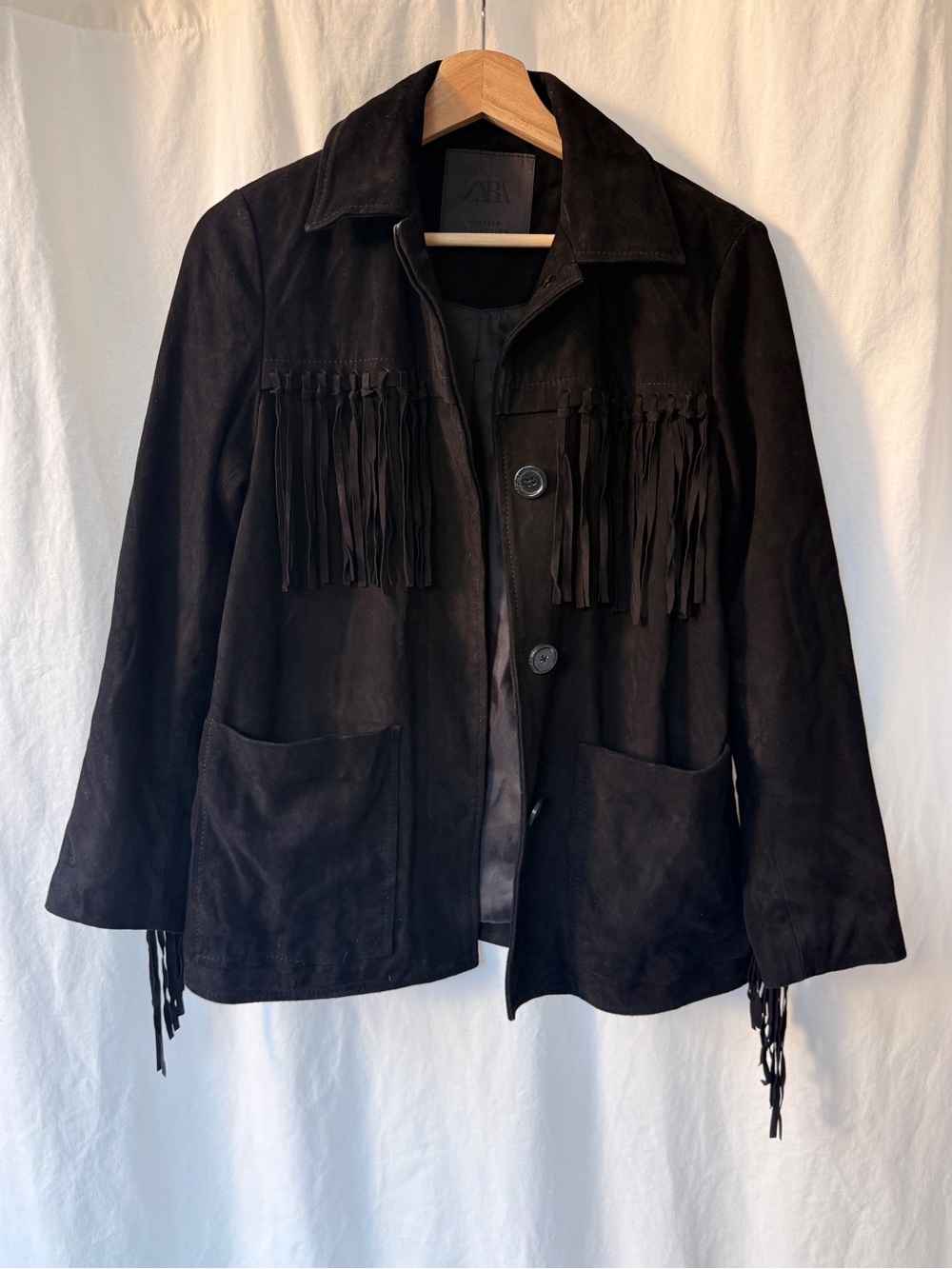 Zara Black Suede Fringe Jacket